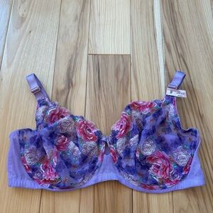 NEW Victoria’s Secret Dream Angels Unlined Demi Floral Purple Bra 38DDD